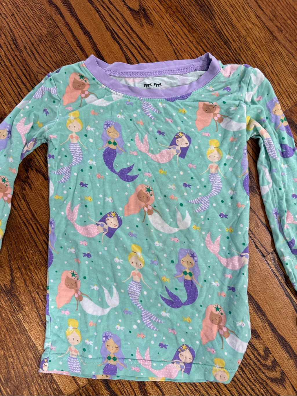 Little Sleepies 3t Pajama Top Mermaid Long Sleeve Mint Purple Bamboo